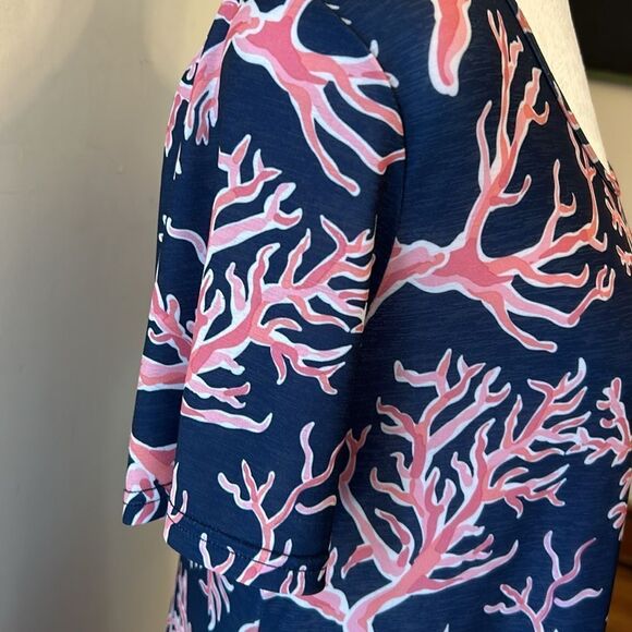 Simply Southern Naples navy pink short sleeve fringe dress Size S EUC - Picture 3 of 9